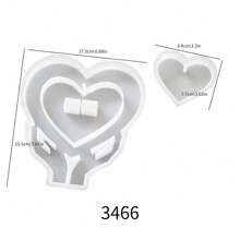 1/3 Set Stampo in silicone a forma di cuore per cornici portafoto, stampo a forma di cuore per pendente in gesso a forma di luna e delfino, pendente da appendere, stampo per gocce di colla - Bianco - Visualizzare 11