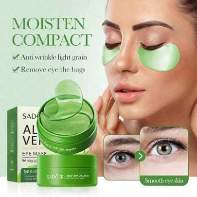 60 Piezas = 30 Pares Máscara De Ojos De Aloe Vera, Parche Para Ojeras, Anti Envejecimiento, Hidratante, Parches De Ojos De Gel De Colágeno Y Ácido Hialurónico, Eliminan Arrugas Y Círculos Oscuros.