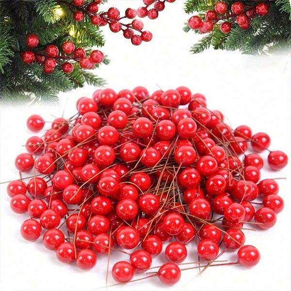 100 bucăți rotunde bile boabe de simulare spumă fructe cireșe fructe roșii mici bujor fructe accesorii ornamente fructe de pădure decorațiuni de anul nou fructe roșii, decorațiuni de masă, piese centrale, flori artificiale, flori din plastic, ziua Îndrăgostiților, cadou