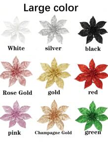 2/5/10/20 Peças Flores Artificiais para Decoração de Árvore de Natal e Decoração de Festa DIY, Branco, Prata, Champanhe, Ouro, Vermelho, Rosa, Natal - Flores de Natal estilizam gradualmente - Visão 6