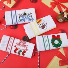 1 Khăn Nhà Bếp Hình Chữ Nhật Thêu Hoa Văn Giáng Sinh, Khăn Lau Mềm & Thấm Hút Cho Nhà Bếp, Nhà Hàng, Ngày Lễ, Tụ Họp, Tiệc Ngoài Trời, Năm Mới, Giáng Sinh, Trang Trí Ngày Lễ, Trang Trí Nhà Cửa, Trang Trí Giáng Sinh, Đồ Dùng Tiệc - Nhiều màu - Xem 1