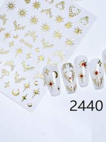 6 Bögen Bohemien Motiv Nail Art Aufkleber mit Stern, Mond, Muster und Herzform DIY