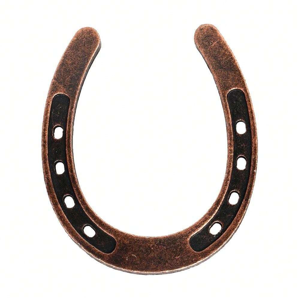 10pcs/Set Mini Metal Horseshoe Decoration With Kraft Paper Tag, 4mm