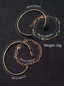 5pcs Women's Fashion Casual Quartz Watch With Green Dial & Roman Numerals + Bracelet Set - Rose Gold - View 6