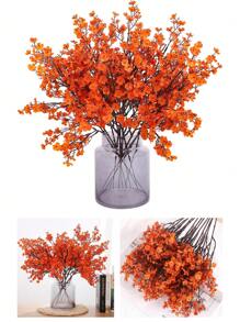 4 件装橙色秋花仿真满天星花散装可用于 DIY 花束厨房办公室卧室餐桌中心装饰秋季装饰，仿真花，秋橙色满天星，仿真植物，家居装饰，感恩节，万圣节 - 橘色 - 查看 2