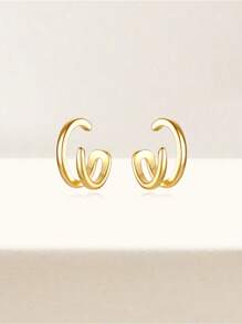 EleRunis 1 对 925 纯银耳夹耳环金色无穿孔耳软骨夹式环绕式耳环小巧波西米亚海滩简约简约精致手工防过敏珠宝礼物