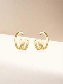 EleRunis 1 对 925 纯银耳夹耳环金色无穿孔耳软骨夹式环绕式耳环小巧波西米亚海滩简约简约精致手工防过敏珠宝礼物