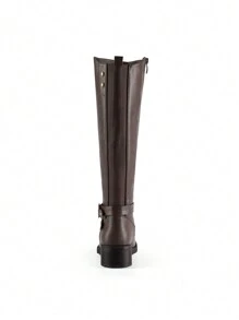 Women'S Black Knee High Motorcycle Riding Winter Boots - màu nâu - Xem 7