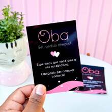 50 Mini Thank You Leaflets - Customer Thank You - Ready For Delivery 7x10cm - màu đen - Xem 3