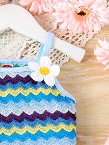 2 件套年轻女孩休闲可爱吊带背心和迷你裙套装，轻盈，适合夏季 - 藍色 - 查看 4