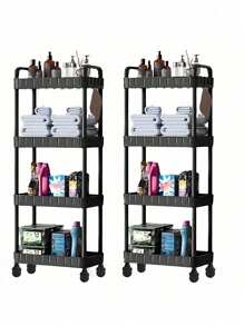 1个移动式厨房置物架，纤薄收纳整理架，适用于卧室、客厅、阳台（不含挂钩）厨房用品 厨房配件 厨房工具 - 黑白 - 查看 4