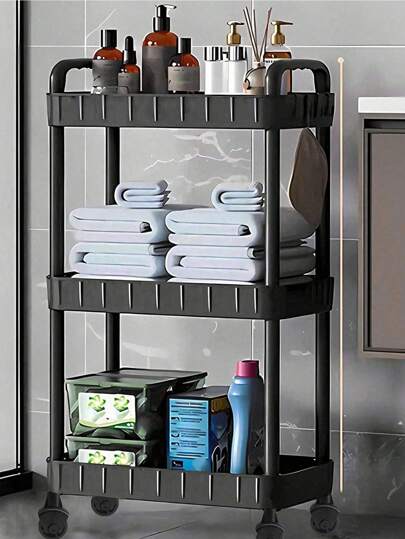 1pc Mobile Kitchen Rack, Slim Storage Organizer Shelves For Bedroom, Living Room, Balcony (Hooks Not Included) Kitchen Items Kitchen Accessories Kitchen Tools