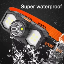 2Pcs Super Bright Head Torch Headlight LED USB Rechargeable Headlamp Camping - Orange - View 6