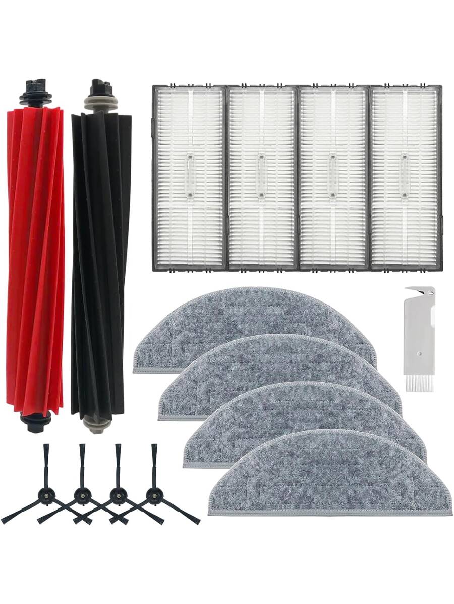 Roborock S8/S8+/S8 Pro Ultra 机器人吸尘器 机器人 2 个双滚轮 + 2 个双区拖把垫 + 4 个 HEPA 过滤器 + 4 个侧刷 + 1 个清洁工具