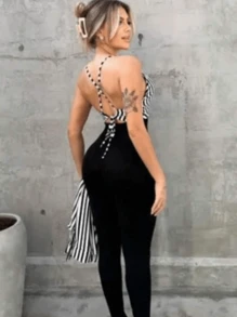 Women's Set Long And Cropped Striped Kimono Fashion Summer 2025 - màu đen - Xem 2