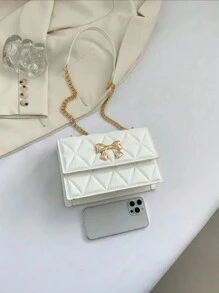 Túi đeo vai dây xích cao cấp dành cho nữ, túi đeo chéo thời trang đa năng, đựng vừa điện thoại và ví, hàng mới về. - trắng - Xem 8