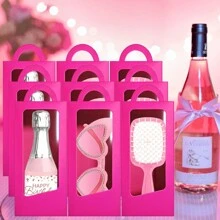 12 Stücke Rosa Geschenkboxen Set für Makeup Partys, enthält 6 hohe Bonbon-Boxen mit Fenster und 6 kleine Kämme für Hochzeit, Bridal-Shower, Prinzessin Geburtstagsfeiern