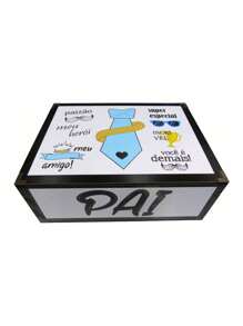 Caixa Para Presente Dia Dos Pais Decoração Gravata 23x17x9 Cm - Branco - Visão 4