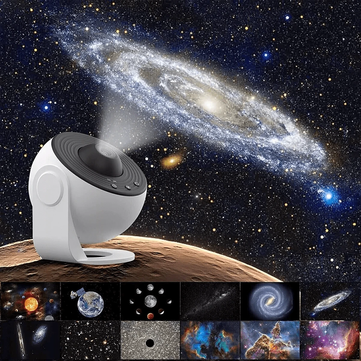 UK LED Galaxy Projector Starry Night Light Moon Star Sky Nebula Projection Lamp - White - View 1