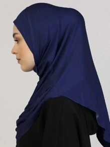 2pcs Women Solid Color Instant Hijab Set, Prayer Casual Pleated Headscarf Combination, Multi-Color Options, Practical Headscarf, Tudong, Instant Long Khimar Hijab, Suitable For Daily Wear All Seasons