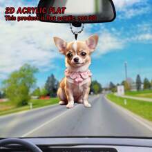 1 件亚克力粉色吉娃娃小狗形状多功能 2D 装饰，适用于汽车、背包、钥匙、手机配件、家居装饰、房间装饰、墙壁装饰