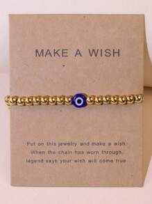 1 件幸运蓝色邪眼不锈钢串珠手链带祝福卡女士 - 彩色 - 查看 6