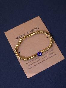 1 件幸运蓝色邪眼不锈钢串珠手链带祝福卡女士 - 彩色 - 查看 5