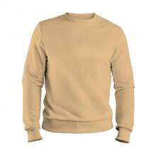 Men's And Women's Plain Round Neck Crew Neck Sweatshirt Flannel Cold Weather Blouse Immediate Shipping - 米色 - 查看 1