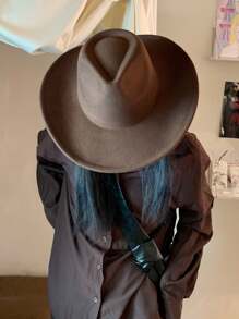 1 pezzo Cappello piatto alla moda retrò elegante carino casual da festa bohémien di colore solido per le donne, cappello in feltro di lana per autunno e inverno, adatto per uscite, feste e look da strada