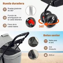 Carriola Plegable Para Perro Gato Mascotas Transportadora - Negro - Ver 4