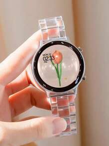 1pc Galaxy Watchband Transparent Resin Ice Band 20mm22mm Silver Clasp Compatible With Samsung 40/42/43/44/45/46/47mm And Compatible With Samsung Galaxy Watch 7/6/5/4 Pro/4/Galaxy Watch 6 Classic SamsungGalaxy Watch Fibit Galaxy Watch Strap In Smart Watch Band Women And Men Breathable And Cold Strap In Summer - Clear - View 3