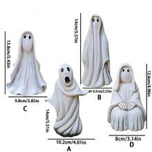 1 pieza Escultura de jardín de Halloween Fantasma blanco Estatua de exterior Decoración de jardín de fantasma lindo Artesanía de resina - Multicolor - Ver 6
