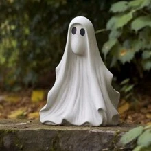 1 pieza Escultura de jardín de Halloween Fantasma blanco Estatua de exterior Decoración de jardín de fantasma lindo Artesanía de resina - Multicolor - Ver 3