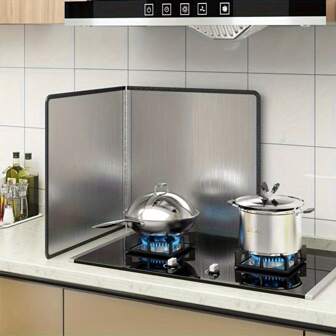 1PC Stainless Steel Kitchen Oil Splash Guard - Metal Anti Splatter Shield Guard - Stove Heat Insulation Baffle - Nonstick Oil Baffle Plate - Kitchen Cooking Gadgets