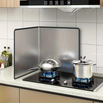 1 件装不锈钢厨房防油溅保护罩 - 金属防溅保护罩 - 炉灶隔热挡板 - 不粘油挡板 - 厨房烹饪小工具