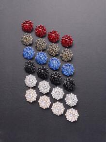 3pcs/Set Double-Layered Rhinestone Flower Shaped Metal Buttons, DIY Clothing & Accessories Decorative Sewing Buttons For Cardigan, Coat, Jacket, Suit, Hat, Gift Box, Bouquets - White - View 12