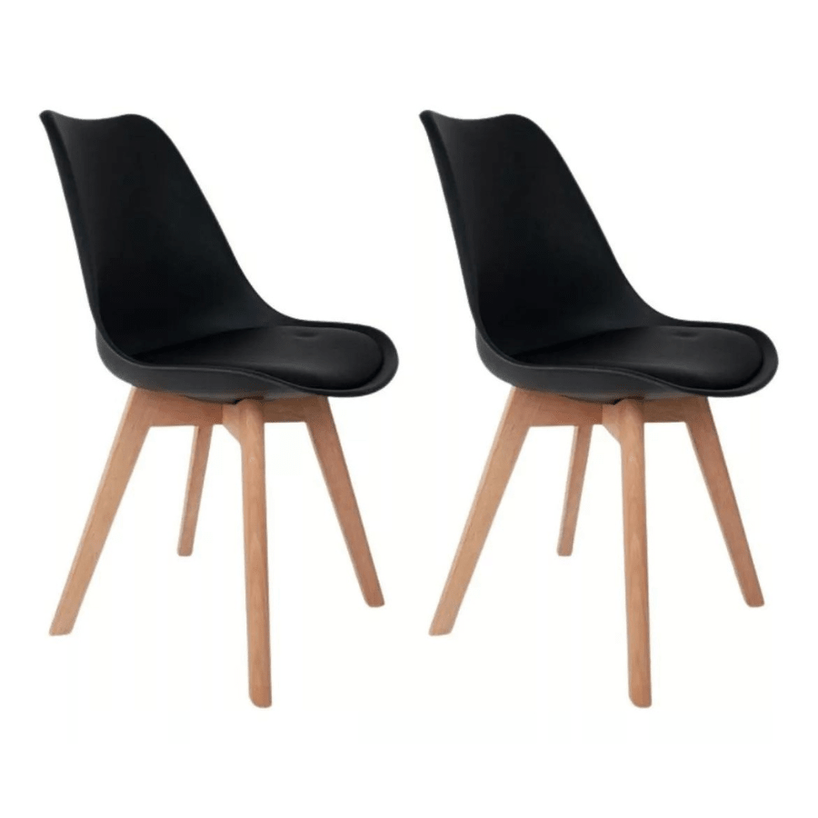 Kit 2 Cadeiras De Jantar Saarinen Leda Base Wood Maciça Estofada Original