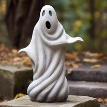 1 pieza Escultura de jardín de Halloween Fantasma blanco Estatua de exterior Decoración de jardín de fantasma lindo Artesanía de resina - Multicolor - Ver 10