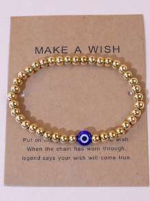 1 件幸运蓝色邪眼不锈钢串珠手链带祝福卡女士 - 彩色 - 查看 13