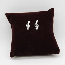 Aretes de plata de ley .925 de llave de Sol musical tipo broquel para regalo de niña o mujer - Plateado - Ver 2