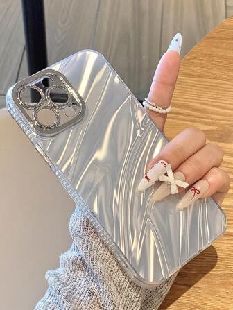 电镀波浪纹理手机壳适用于 11、12、13、14、12 Pro Max、13 Pro Max、15、15 Pro、15 Plus、15 Pro Max、16、16 Pro、16 Plus、16 Pro Max、17、17 Pro、17 Pro Max