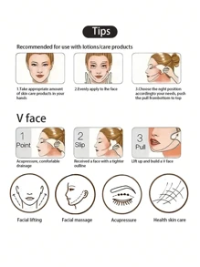 Facial Beauty Massage Tool Set, With Roller Massager And Scraping Gua Plate, For Body And Back, Pink/White Optional