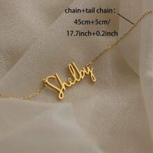 1pc Gold Silver Personalized English Font Name Necklace, Mother's Day Gift, Birthday Anniversary Gift For Friends, Classmates Graduation Christmas Family Gift (English Only) Stylish,Fall Fashion,Casual,Vintage,Old Money,Contracted,Simple Custom,Personalized,Unique Ideal Gifts For Her Girlfriend,Mom,Family,Friends,Daughter,Her,Grandparents For Anniversaries,For Birthdays,For Daily Wear,For Prom,For Mother's Day,For Valentine's Day,For Graduation,For Weddings