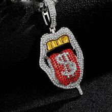 قلادة متدلية للرجال سبيكة شفاه شكل مع بديكور حجر الراين , هيب هوب أسلوب سلسلة الى ملابس يومية قطعة واحدة