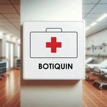 Señalamiento: "Botiquín". Impreso sobre plástico estireno calibre 40, ideal para interior o exterior. Medidas: 20 cm x 20 cm. Señalética, Letrero, Señal informativa de emergencia. - Rojo y blanco - Ver 1