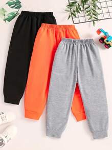 3 条装小男孩卡通恐龙、熊和汽车印花休闲运动裤，舒适慢跑裤，适合春/夏/秋季 - 彩色 - 查看 6