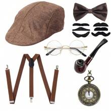 Bộ 7 phụ kiện nam thập niên 1920 Bộ phụ kiện Great Gatsby Bộ mũ nồi cho tiệc hóa trang theo chủ đề Halloween thập niên 1920 - Mũ nồi B - Xem 3