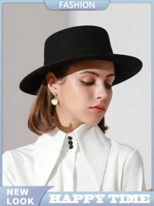 1 pieza Sombrero fedora de estilo europeo y americano de unicolor y elegante, apto para todas las estaciones, unisex