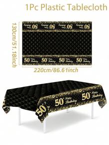 1 pieza Mantel rectangular descartable con decoración de oro fragmentado en negro y dorado para fiestas de cumpleaños 18, 30, 40, 50, 60 y 70 años. Perfecta decoración de mesa para fiestas de cumpleaños de hombres y mujeres, regalo y favor de fiesta.