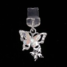 1pc Metal Butterfly-Shaped Mobile Phone Dust Plug Compatible With Iphone/Type-C/Android Plug